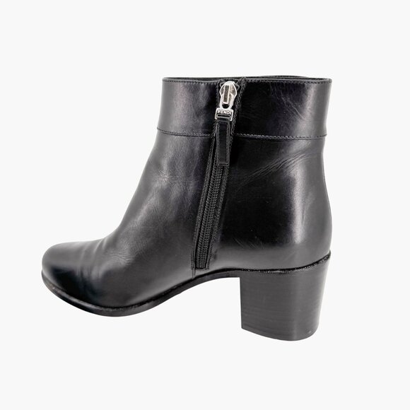 Fendi Stud Ankle Boots EU 38 US 8 Black Leather Bootie Low Block Heel Spike Zip - Picture 10 of 14